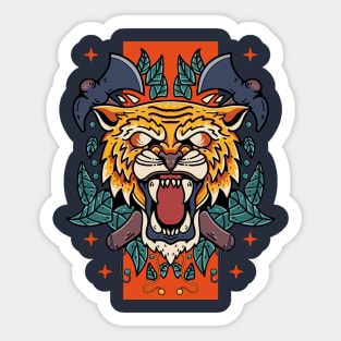 Tiger with axe In the Background Sticker